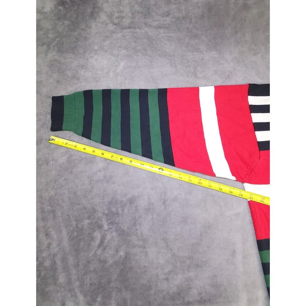 Tommy Hilfiger SZ L Jumper Sweater Men's Red Striped Knit Long Sleeve C19-18 - Picture 4 of 8